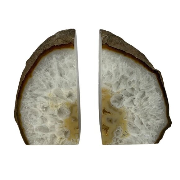 Natural Agate Geode Bookends Unique Crystal Book Holder Set Library Home Decor - Picture 2 of 5
